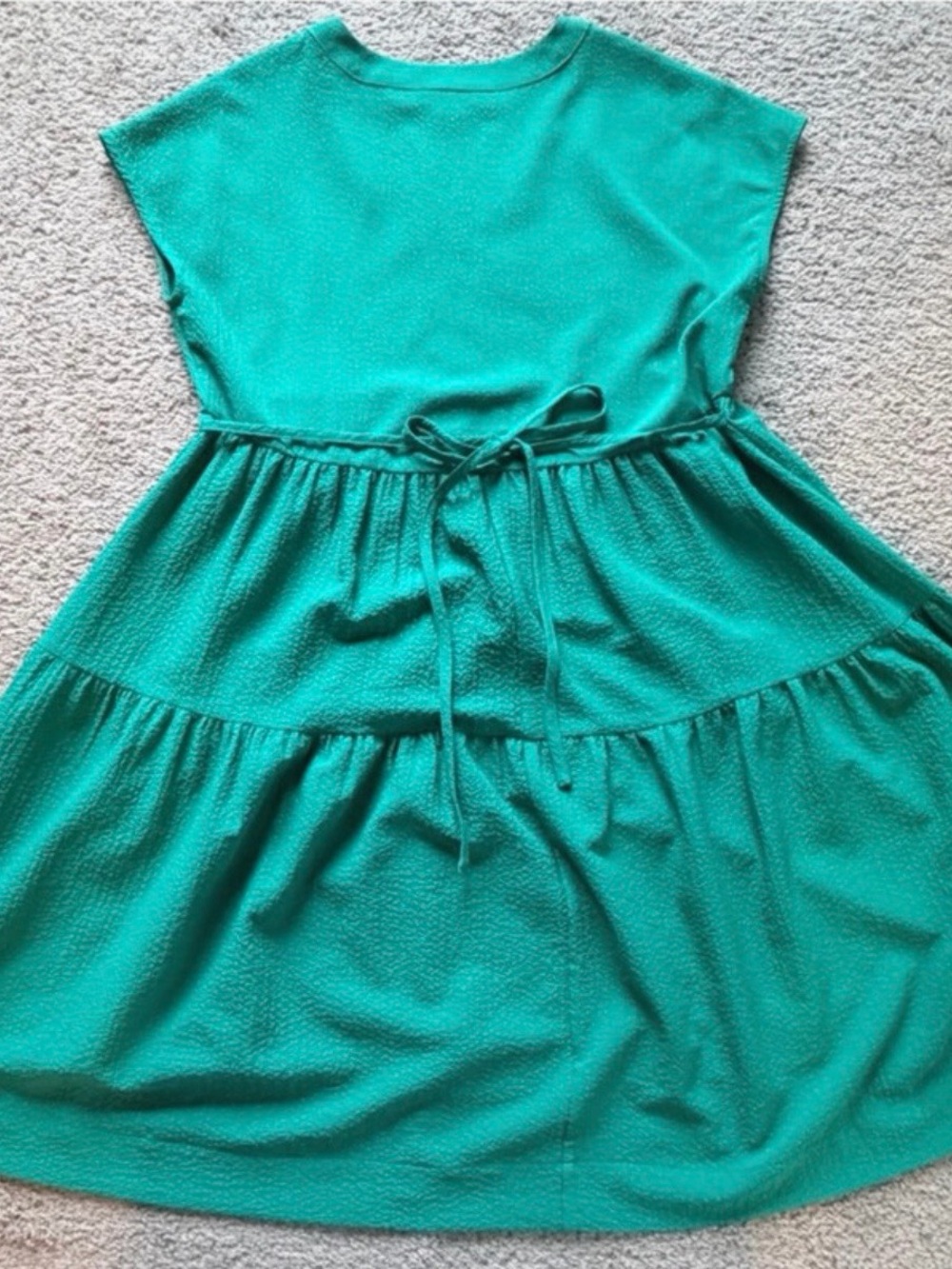 Calvin Klein Emerald Green Tiered V-Neck Mini Dress - Picture 3 of 4